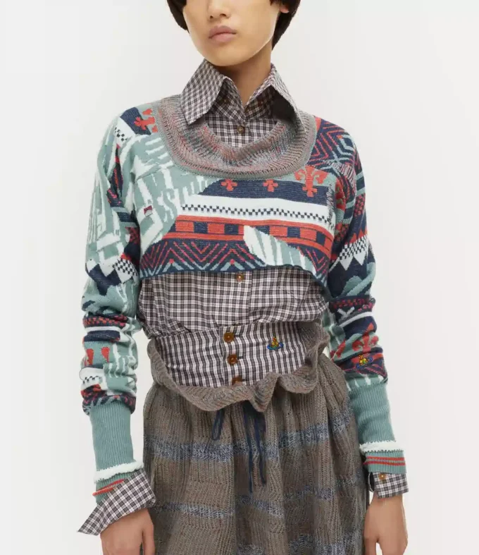 Kurzes Oberteil mit gebrochenem Fair-Isle-Muster Kurzes Oberteil mit gebrochenem Fair-Isle-Muster